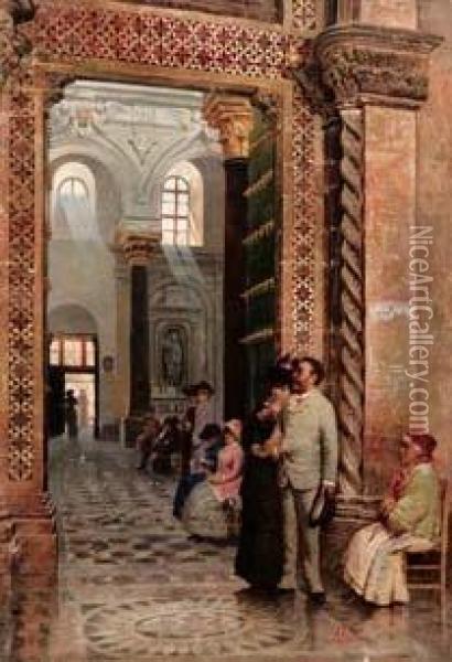 Venezia: Interno Di Una Chiesa Oil Painting - Andrea Favero
