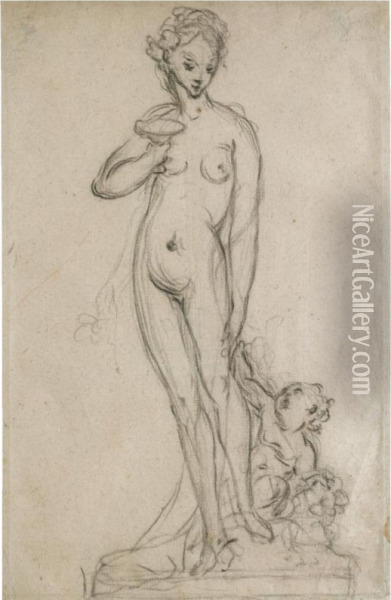 Venus And Cupid Oil Painting - Laurent Hubert