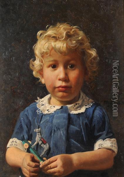 Bimbo Con Giocattolo Oil Painting - Peder Mork Monsted