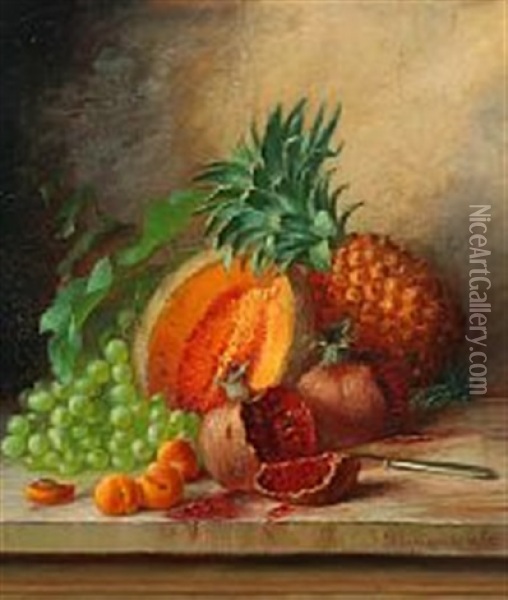 Still Life With Tropical Fruits Oil Painting - Alfrida Baadsgaard