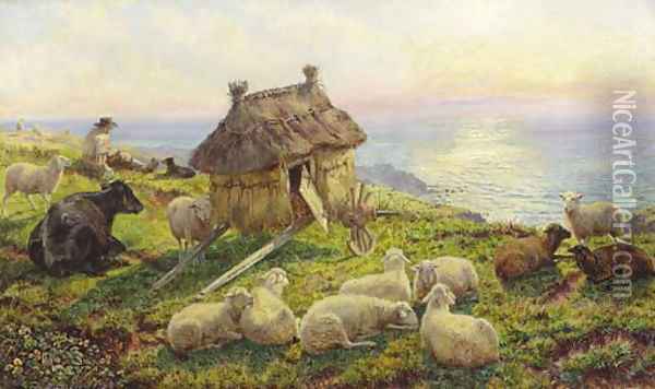 On the Cliffs, Picardy Oil Painting - Henry William Banks Davis, R.A.