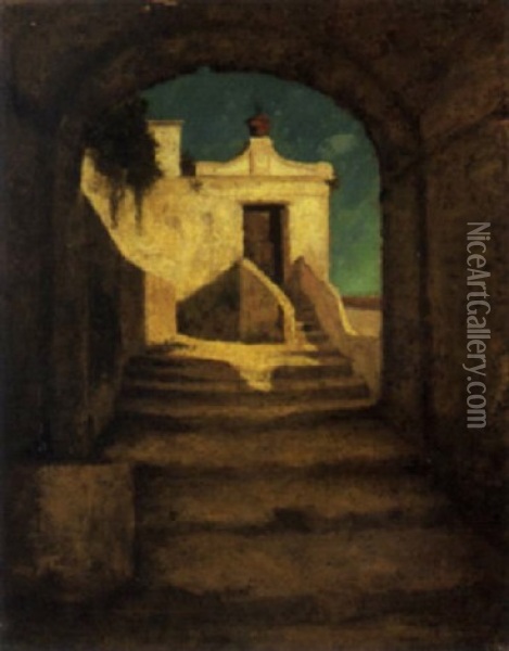 Luce Nell'antico Vicolo Oil Painting - Michele Cammarano