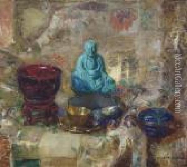 The Turquoise Buddha Oil Painting - Joseph A. Kleitsch