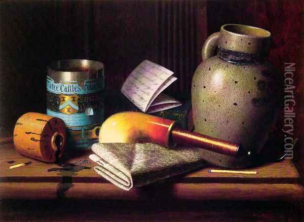 Still Life with Three Castles Tobacco Oil Painting - William Michael Harnett