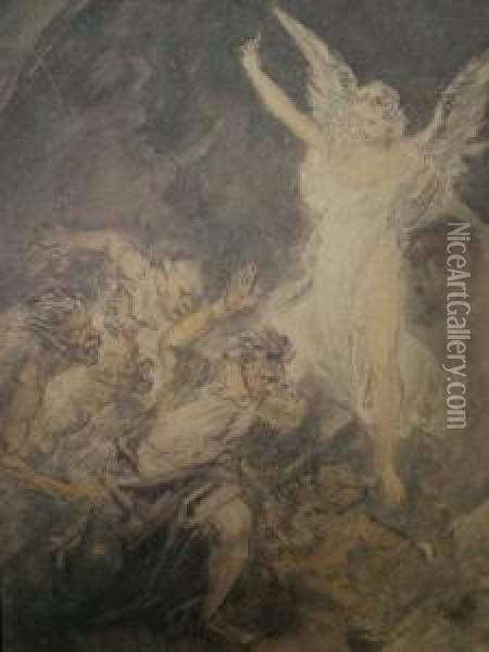 Angel And Demons Oil Painting - Johann Henry Fuseli