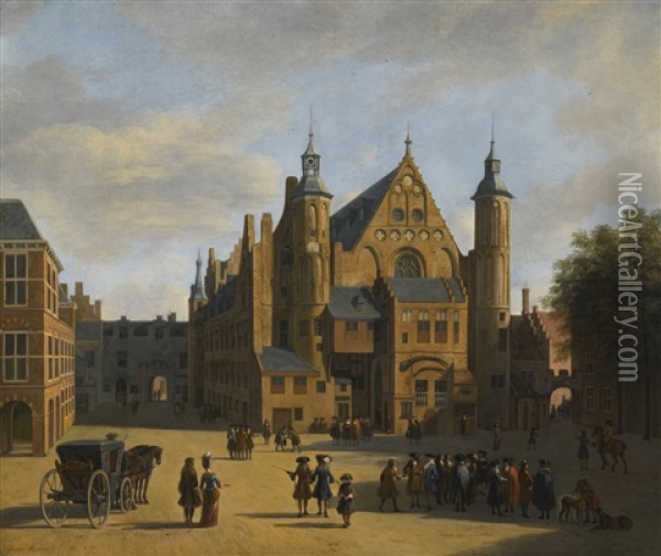 A View Of The Binnenhof In The Hague With The Ridderzaal Oil Painting - Gerrit Adriaensz Berckheyde