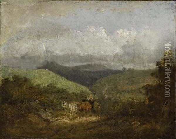 The Waggoner: Landscape Near Bath Oil Painting - Thomas Gainsborough