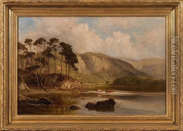 Cattle Watering, Friars Crag, Derwentwater Oil Painting - Edward Henry Holder