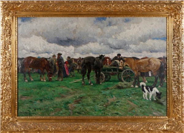 Horse Market Oil Painting - Olof Arborelius