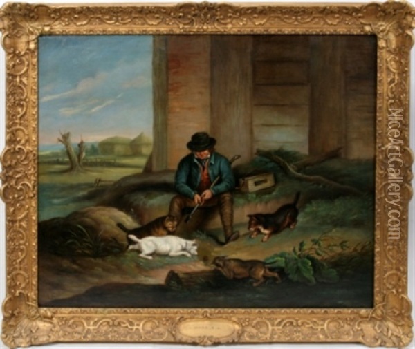 English Countryman With Dogs Oil Painting - J. Ward