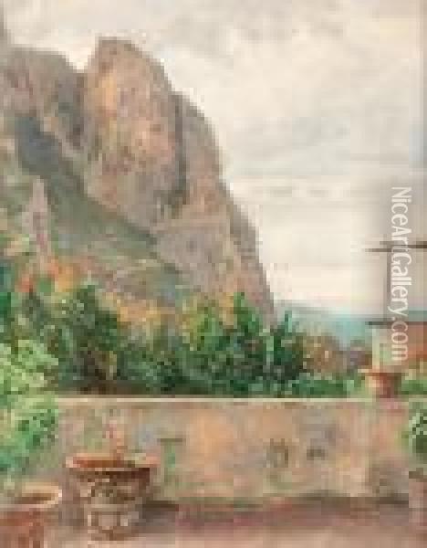 Sommerliche Terrasse Auf Capri. Oil Painting - Charles Jones Way