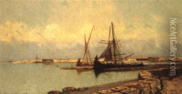 Port Oriental Oil Painting - Jean Baptiste Henri Durand-Brager