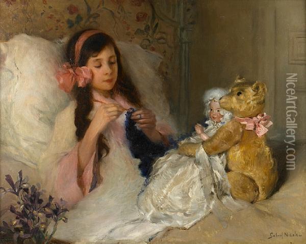 Restful Company Oil Painting - Gabriel Nicolet