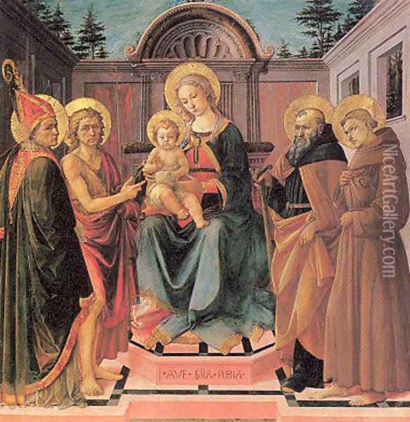 The Virgin and Child Surrounded by Saints Oil Painting - Pesellino