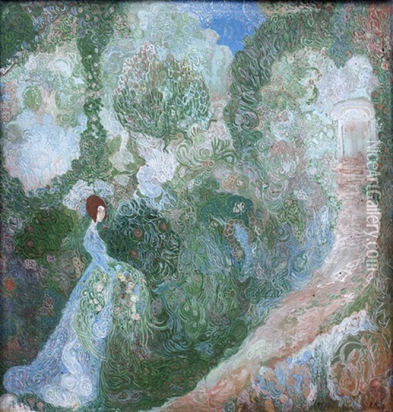 Jeune Femme Dans Un Jardin Oil Painting - Vasili Milioti