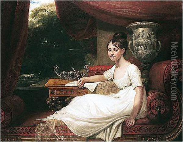 Portrait Of Eleanor Porden, Lady Franklin Oil Painting - Mary Anne Flaxman