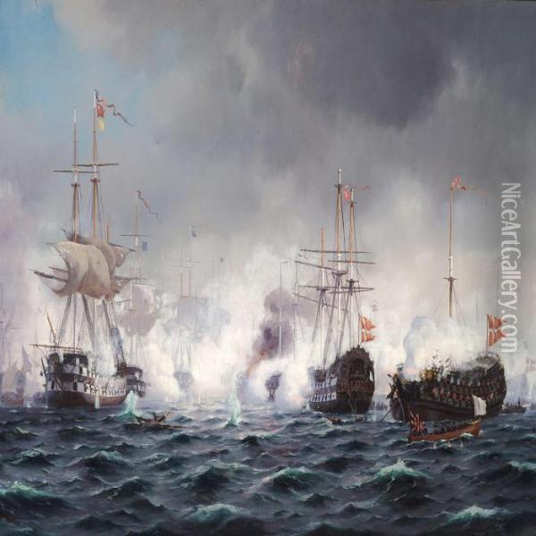 The Battle Of Copenhagen Oil Painting - Johann Jens Neumann