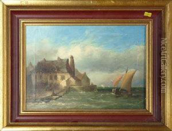 A Sailing Smack Coming Into Harbour Oil Painting - Edwin Hayes