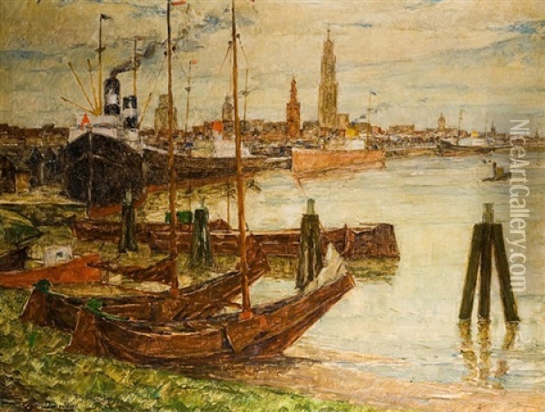 Le Port D'anvers Oil Painting - Alphonse van Beurden Sr.