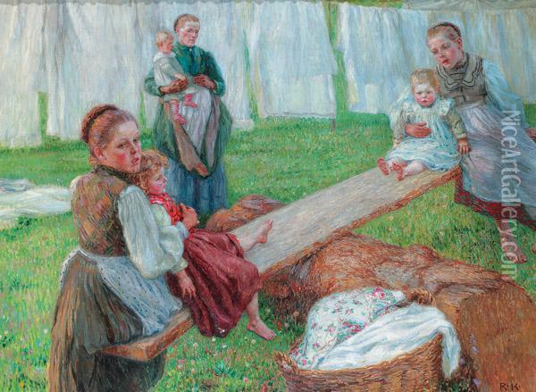 Kinderreigen Oil Painting - Rudolf Konopa