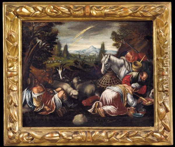 Paesaggi Con Figure Oil Painting - Jacopo dal Ponte Bassano