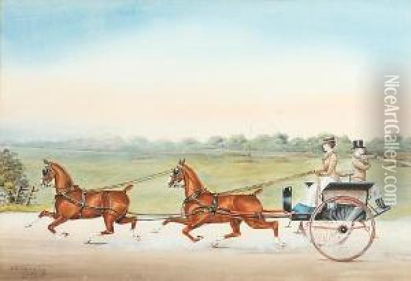 A Horse Drawn Carriage Oil Painting - Henry William Standing