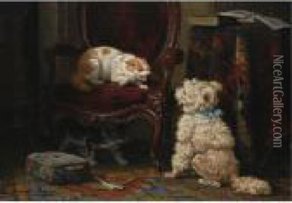 The Uninvited Guest Oil Painting - Henriette Ronner-Knip