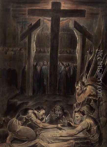 The Soldiers Casting Lots for Christ's Garments, 1800 Oil Painting - William Blake