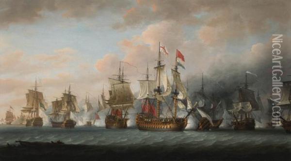 Admiral Rodney's Flagship Oil Painting - Nicholas Pocock