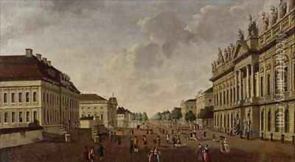 View of the armory and Unter den Linden Street Oil Painting - Carl Traugott Fechhelm