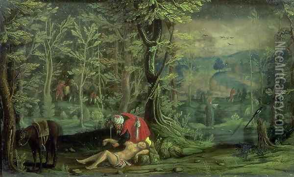 The Good Samaritan Oil Painting - Daniel the Younger Bretschneider