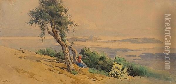 Admiring The View, Corfu Oil Painting - Angelos Giallina