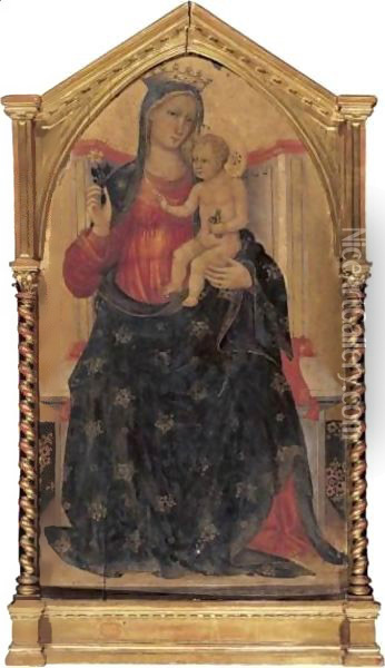 Madonna And Child Enthroned Oil Painting - Bicci Di Lorenzo