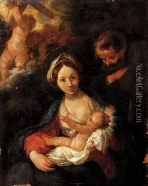 Madonna And Child Oil Painting - Hans Von Aachen