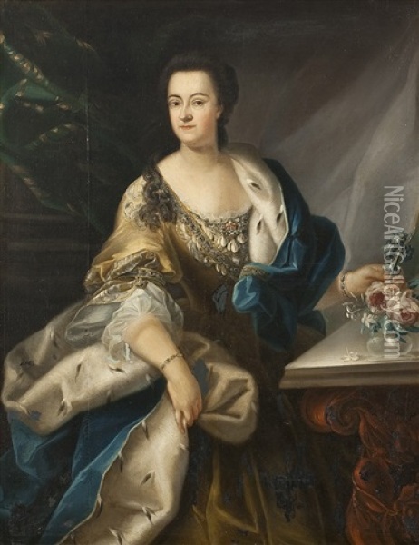 Portrait Der Kurfurstin Sophie Von Hannover Oil Painting - Friedrich Wilhelm Weidemann
