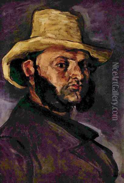 Man with the strohhut Oil Painting - Paul Cezanne