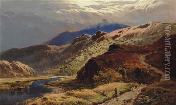 Gathering Storm In The Valley Of Lledr, Wales Oil Painting - Sidney Richard Percy