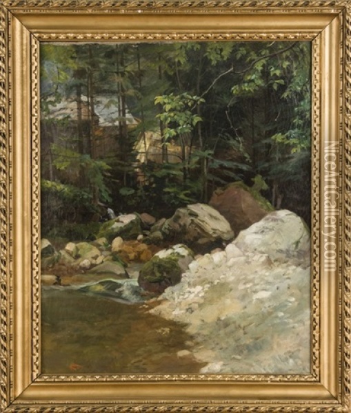 Ruisseau Et Sous Bois A Saint Pierre D'entremont Oil Painting - Ernest Victor Hareux