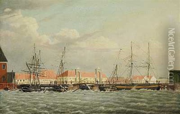 Knippelsbro 4. April 1830 Om Morgenen Oil Painting - Carl Dahl