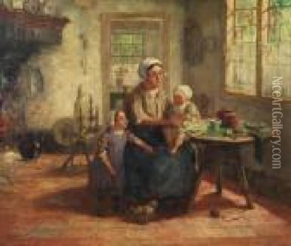 Happy Family Oil Painting - Cornelis Koppenol