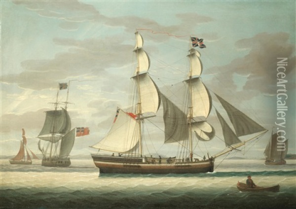 A Brig And Other Shipping In The Solway Firth Oil Painting - Henry Collins