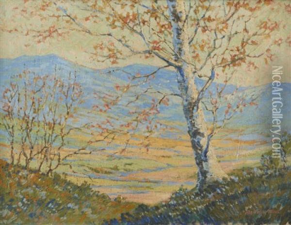 Trees In A Rolling Hills Landscape Oil Painting - George Wallace Olson