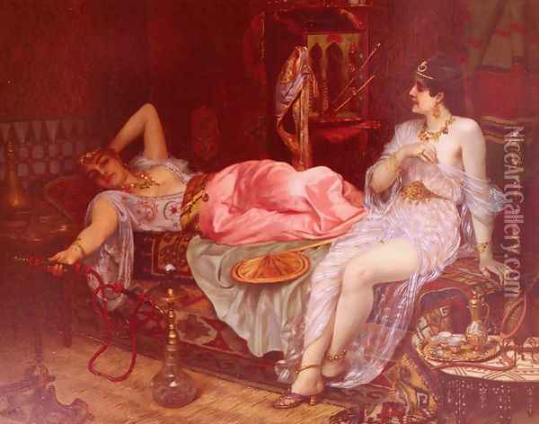 In The Harem Oil Painting - Moritz Stifter