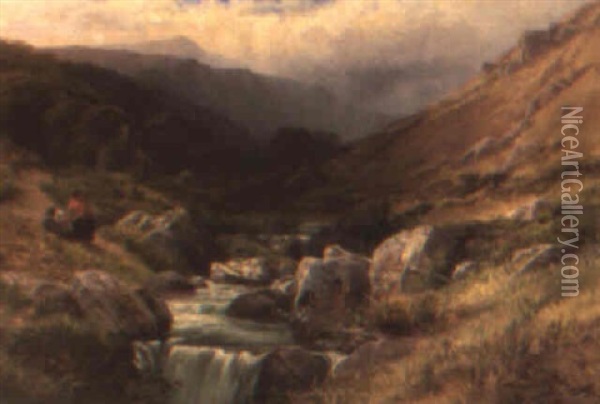 A Welsh Stream Oil Painting - George Vicat Cole