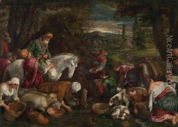 La Distribuzione Dell'acqua Oil Painting - Jacopo Bassano (Jacopo da Ponte)