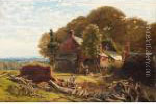 The Cottager's Yard Oil Painting - James Whaite