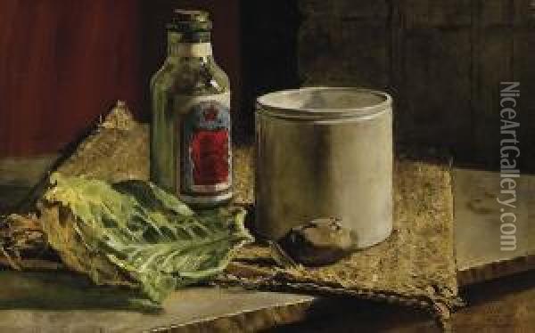 Still Life, Potato And Cabbage Leaf (verso: Portrait Of A Gentleman) Oil Painting - Frederick McCubbin