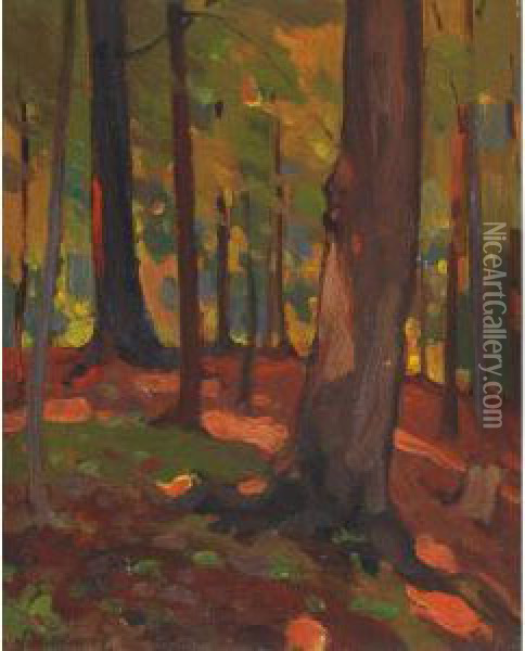 Woodland Interior Oil Painting - John William Beatty