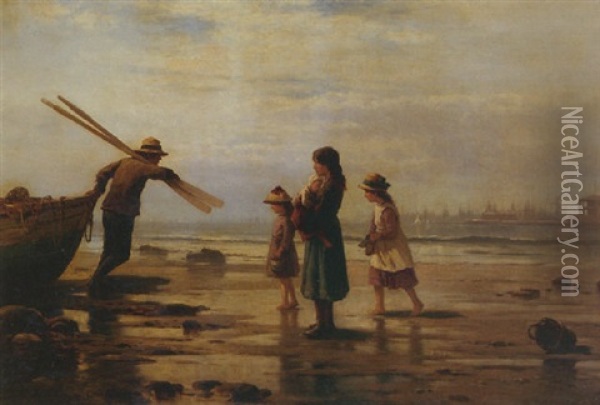 The Departure (waiting For Dad) Oil Painting - Edward Moran