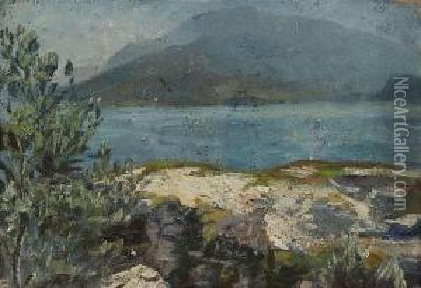 Lakeshore In Summer Oil Painting - Hermann Pleuer